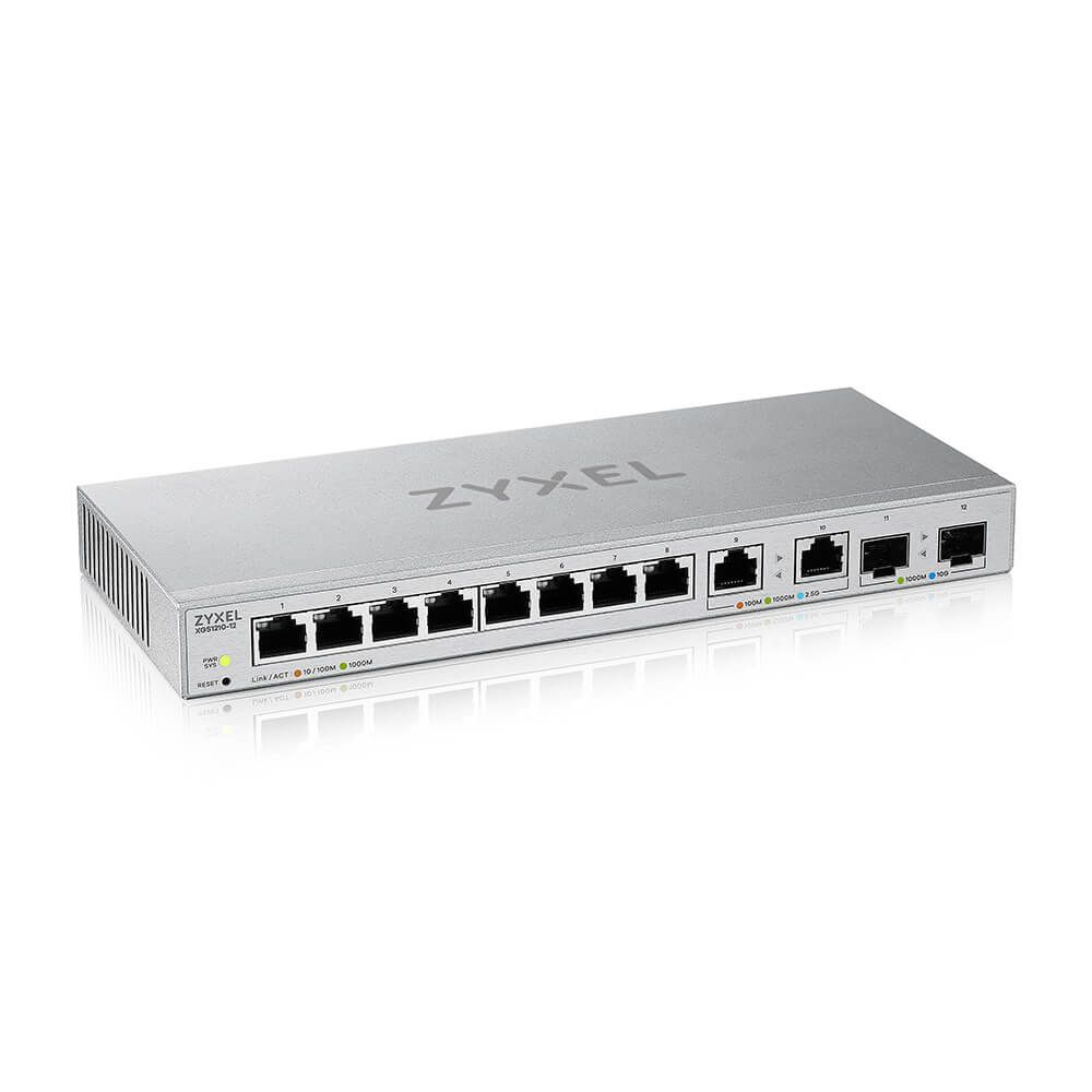 ZYXEL Switch 8x1000Mbps + 2x2500Mbps + 2xSFP+ Web Menedzselhető, XGS1210-12-ZZ0102F