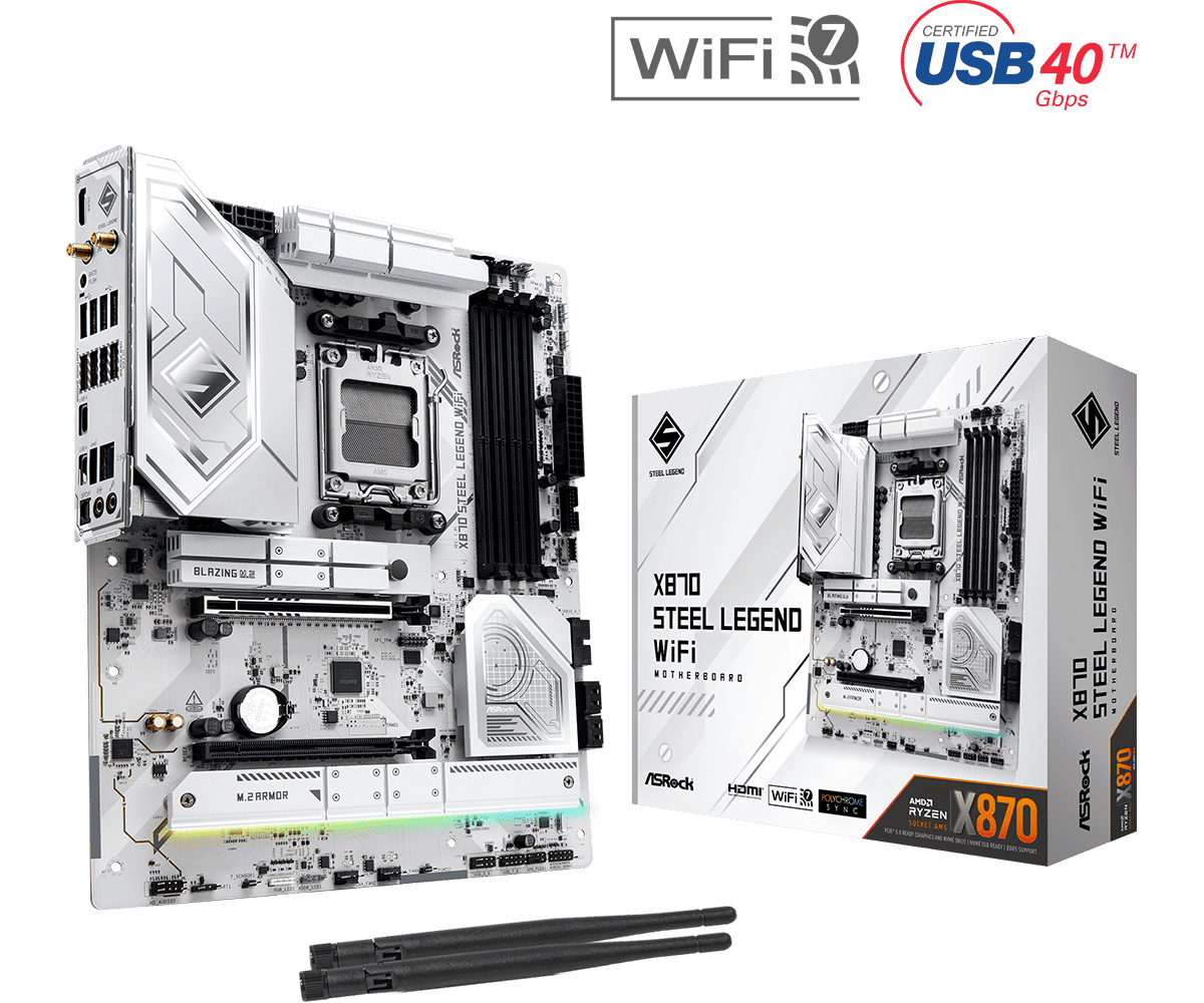 ASROCK Alaplap AM5 X870 STEEL LEGEND WIFI AMD X870, ATX