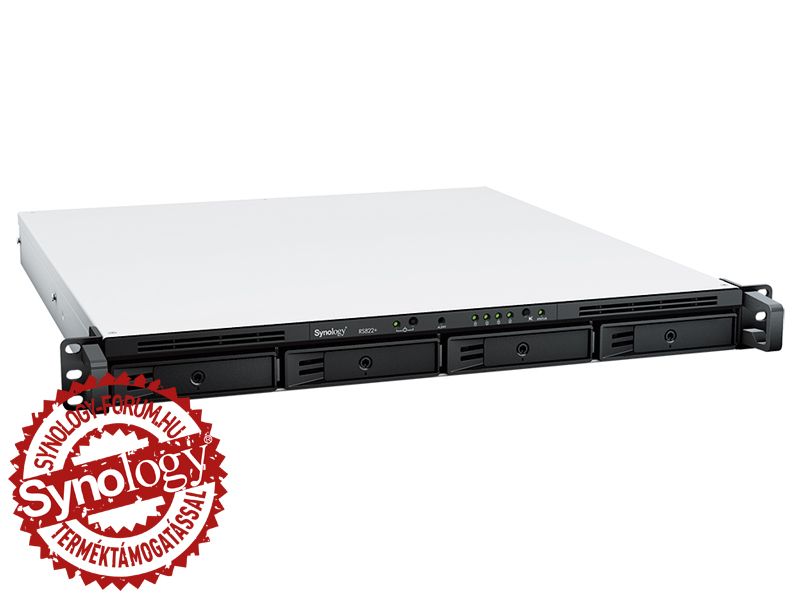 SYNOLOGY NAS 4 fiókos AMD Ryzen V1500B 4x2,2GHz, 2GB DDR4, 4x1GbE, 1xeSATA - RS822+