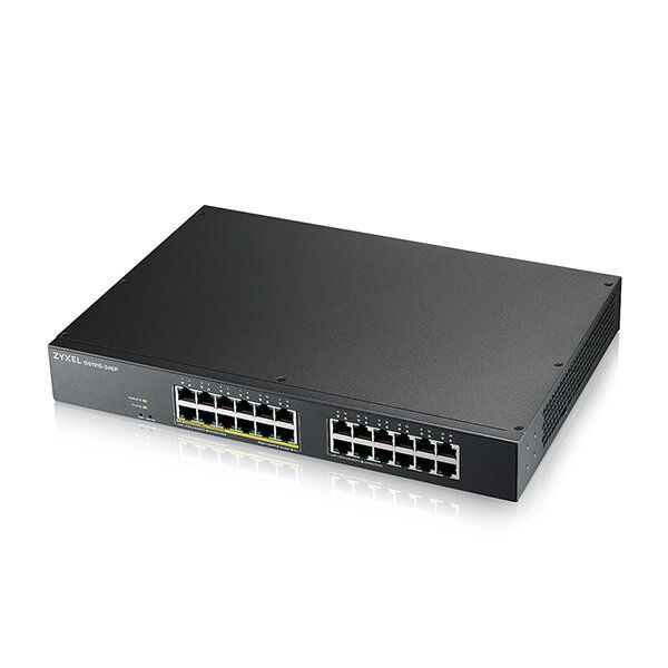 ZYXEL Switch 24x1000Mbps (12xPOE) Fémházas Menedzselhető, Rackes (24GbE port), GS1915-24EP-EU0101F