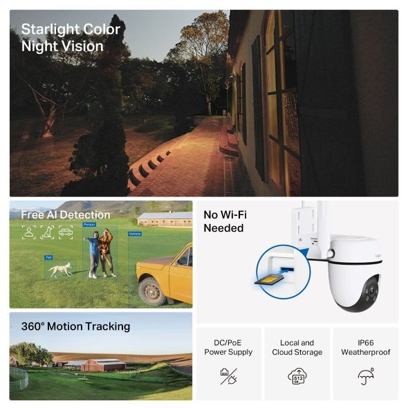 TP-LINK Wireless Kamera Cloud kültéri forgatható éjjellátó 3G/4G SIM slot, TAPO C501GW