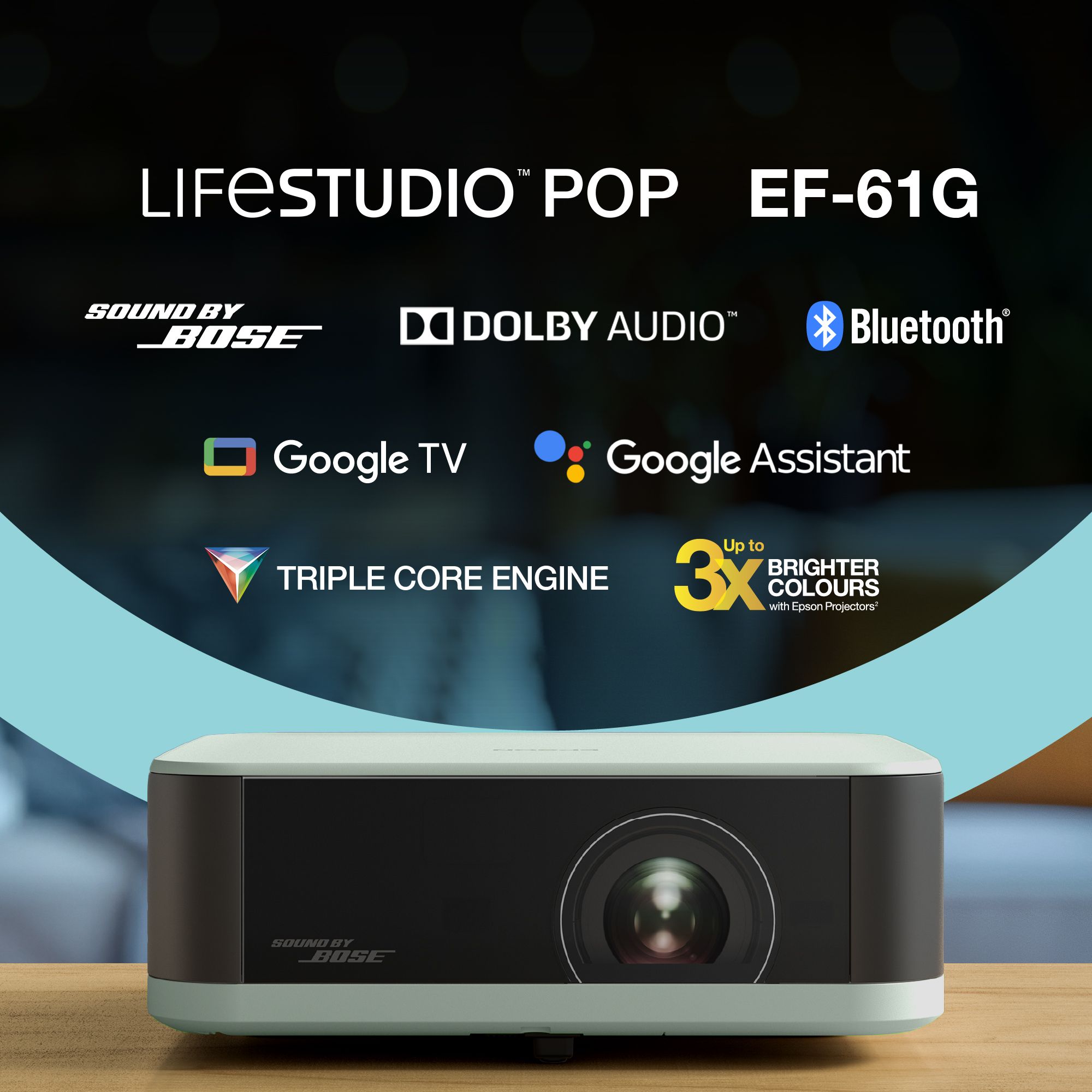 EPSON Projektor - Lifestudio Pop – EF-61G Jégzöld (3LCD, 1920x1080, 16:9, 700 AL, 5 000 000:1, HDMI/USB/WiFi)