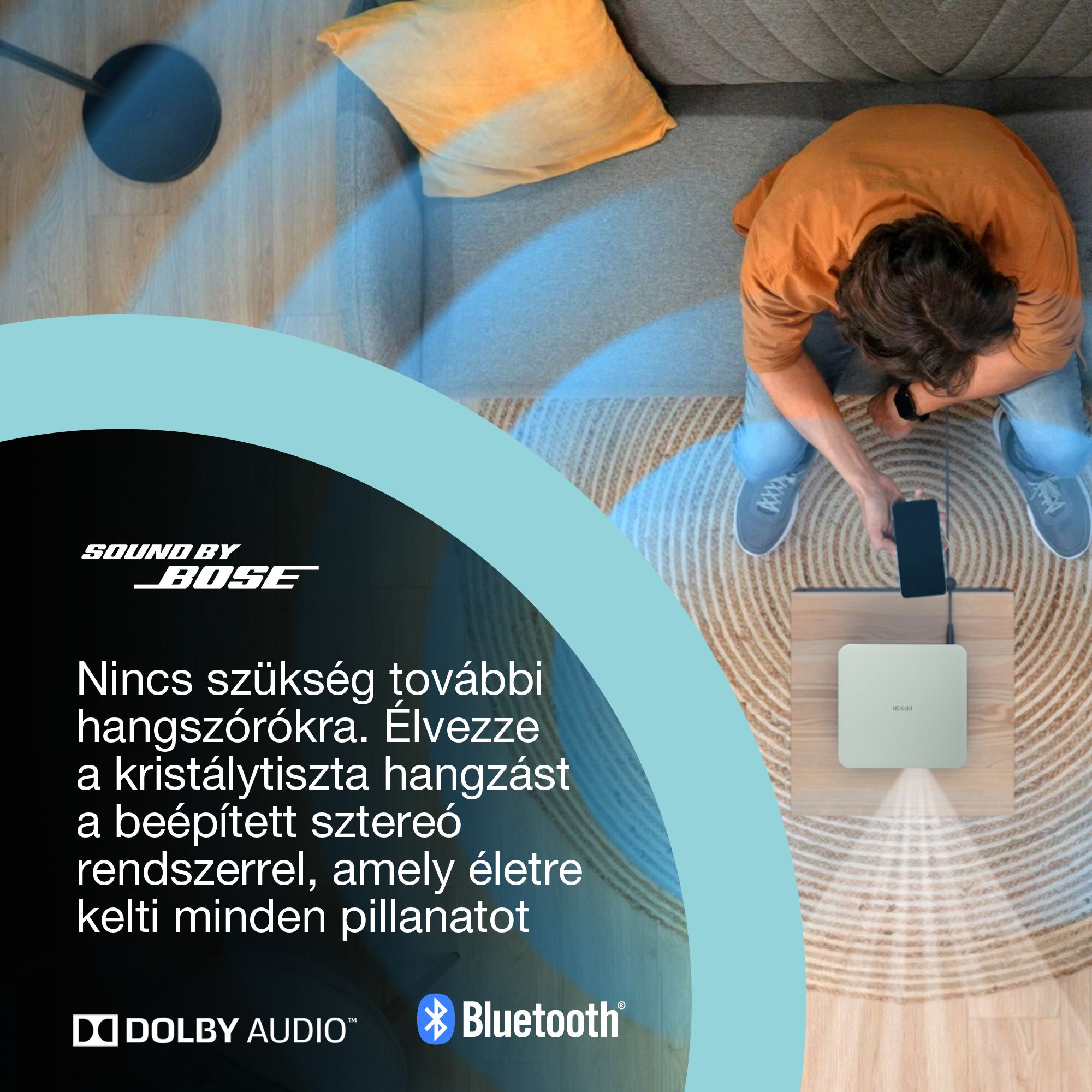 EPSON Projektor - Lifestudio Pop – EF-61G Jégzöld (3LCD, 1920x1080, 16:9, 700 AL, 5 000 000:1, HDMI/USB/WiFi)