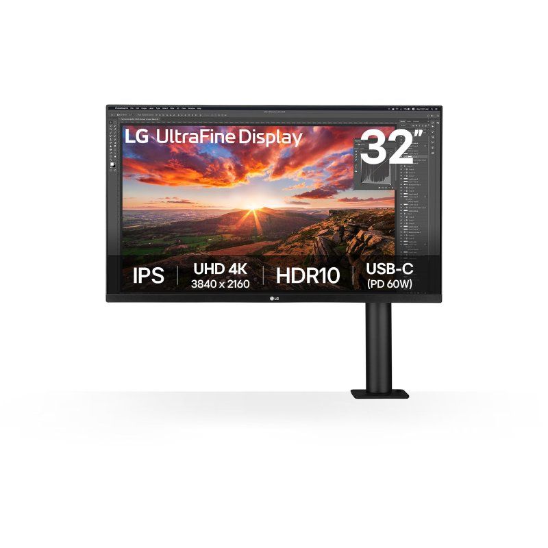 LG IPS monitor 31.5" 32UN880K, 3840x2160, 16:9, 350cd/m2, 5ms, HDMIx2/DisplayPort/USB-C/USBx2, Pivot, hangszóró