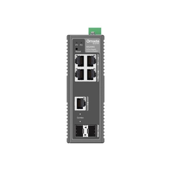 TP-LINK Switch Ipari 4x1000Mbps + 1xGigabit SFP + 1xGigabit kombó SFP Fémházas, IES206G