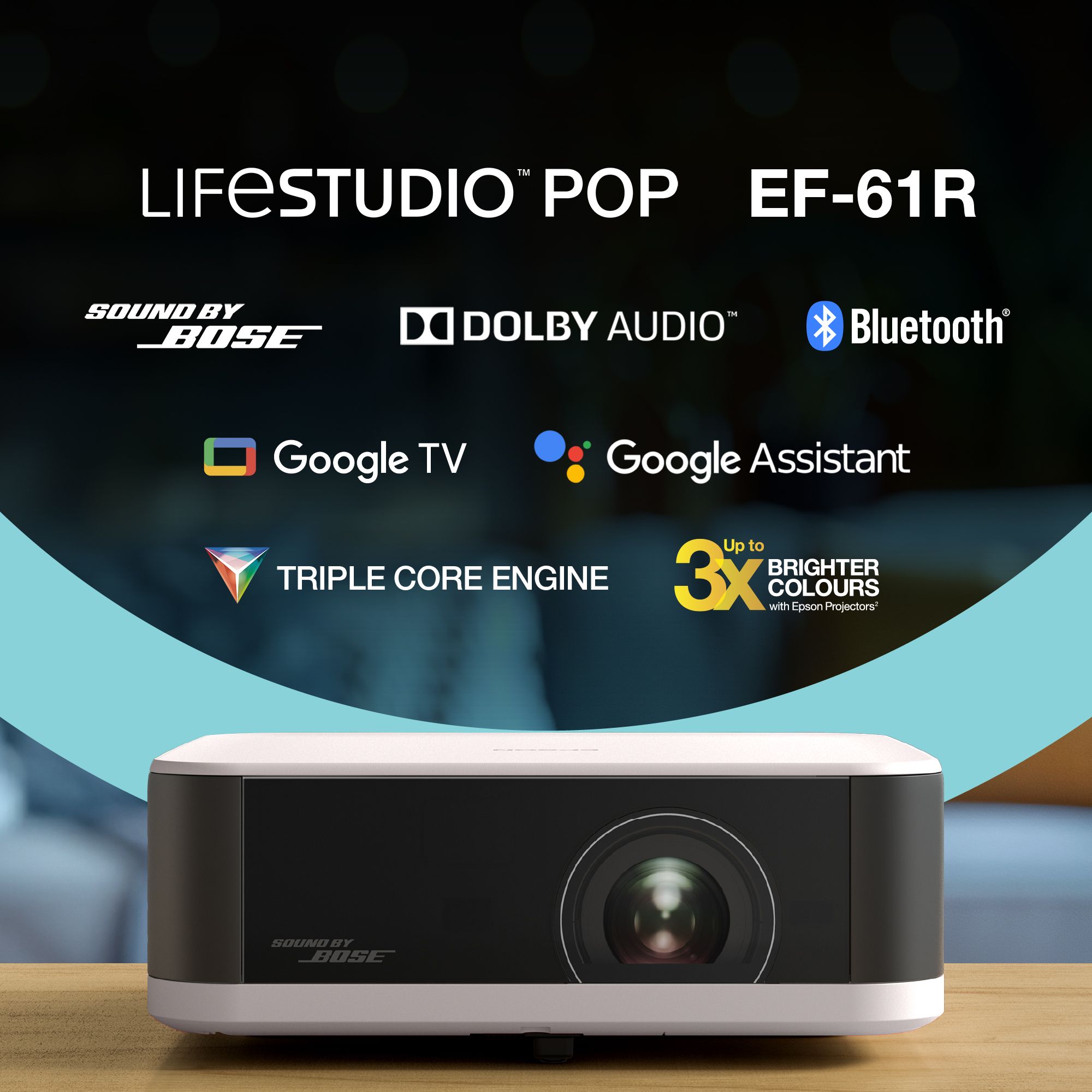 EPSON Projektor - Lifestudio Pop – EF-61R Rózsakvarc (3LCD, 1920x1080, 16:9, 700 AL, 5 000 000:1, HDMI/USB/WiFi)