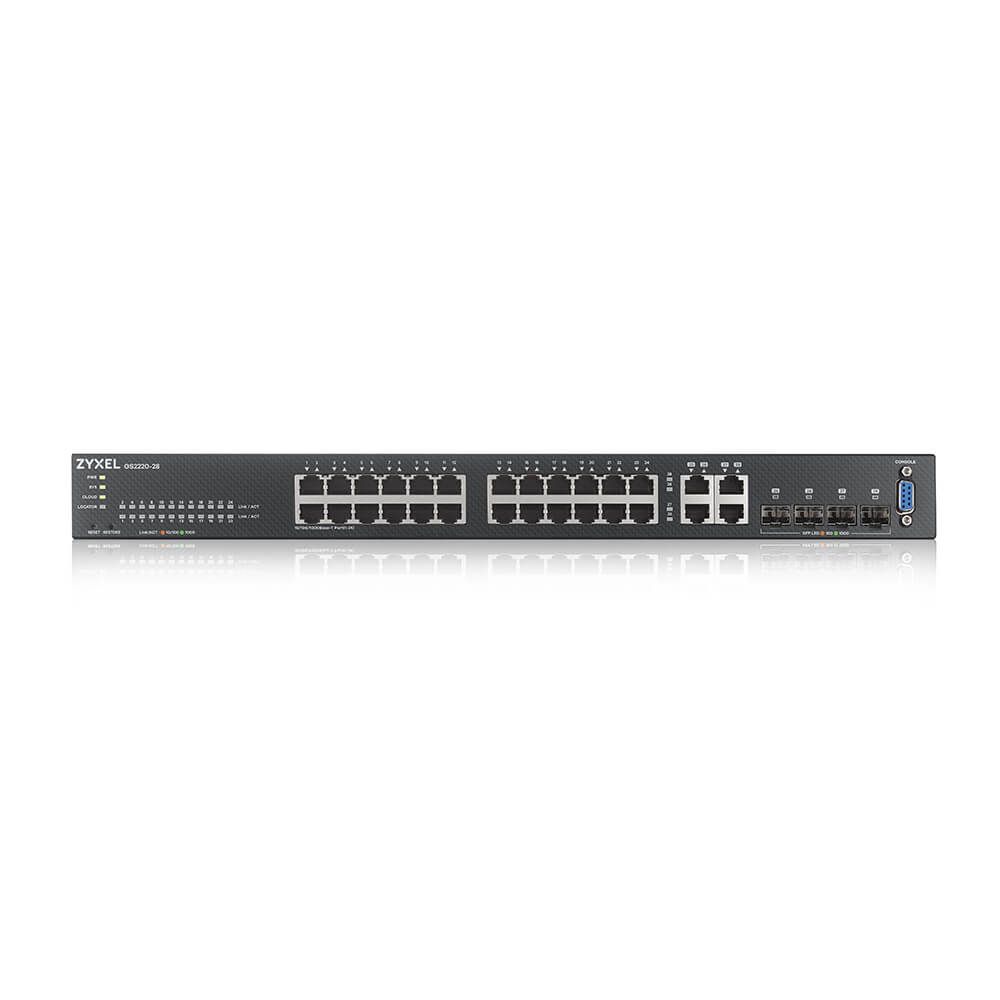 ZYXEL Switch 24x1000Mbps + 4xGigabit kombó SFP, Menedzselhető Rackes, GS2220-28-EU0101F