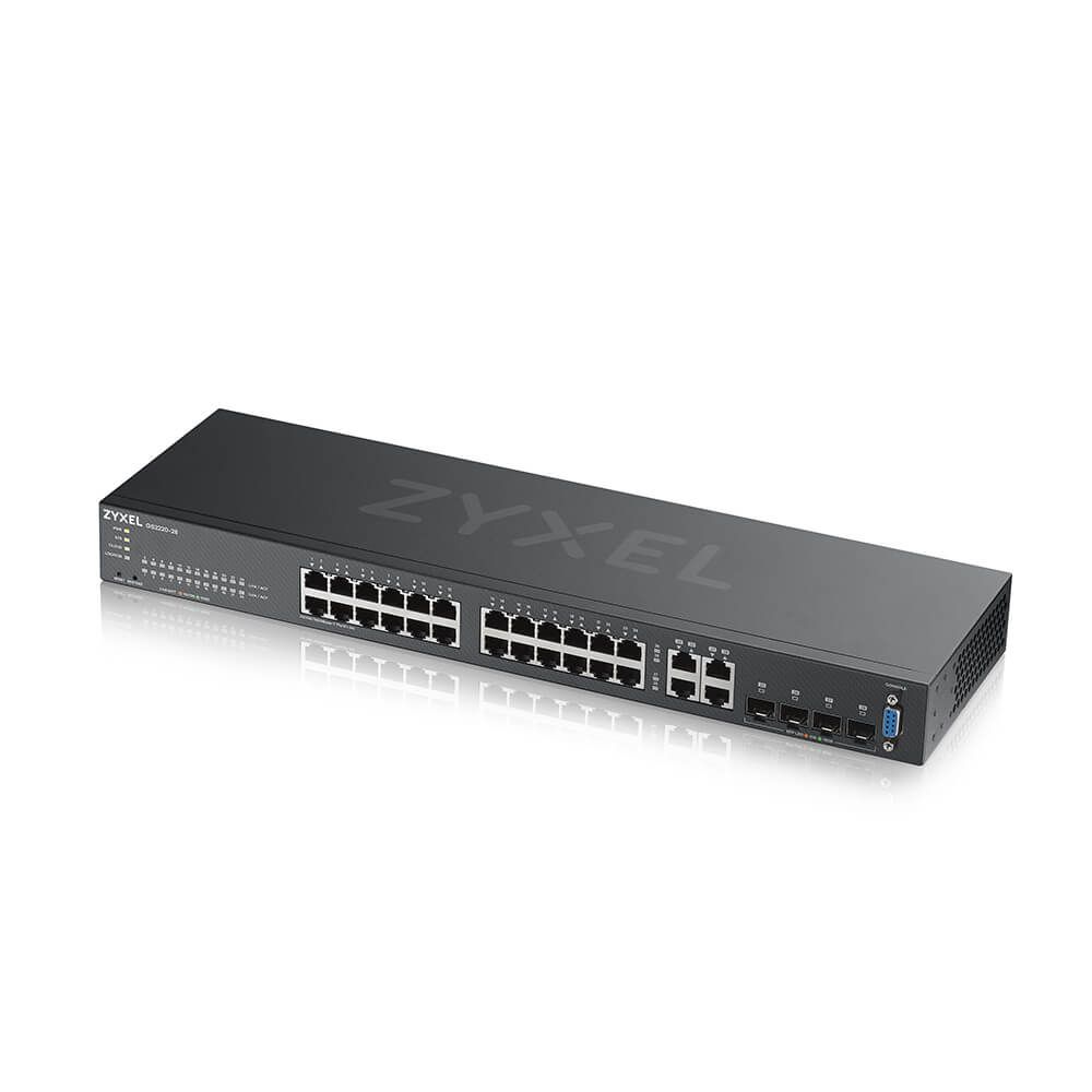 ZYXEL Switch 24x1000Mbps + 4xGigabit kombó SFP, Menedzselhető Rackes, GS2220-28-EU0101F