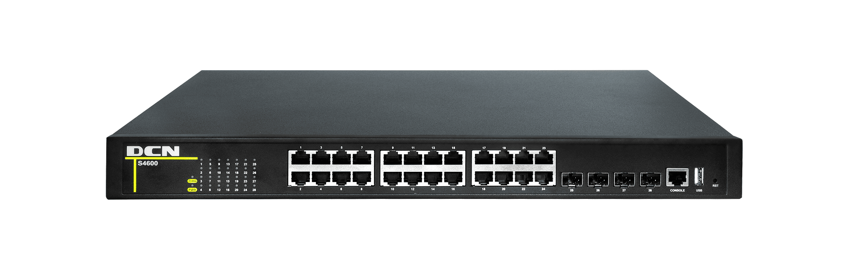 DCN Switch L2 24x 10/100/1000Base-T RJ45 + 4x 1/10GBase-X SFP+, S4600-28X-SI