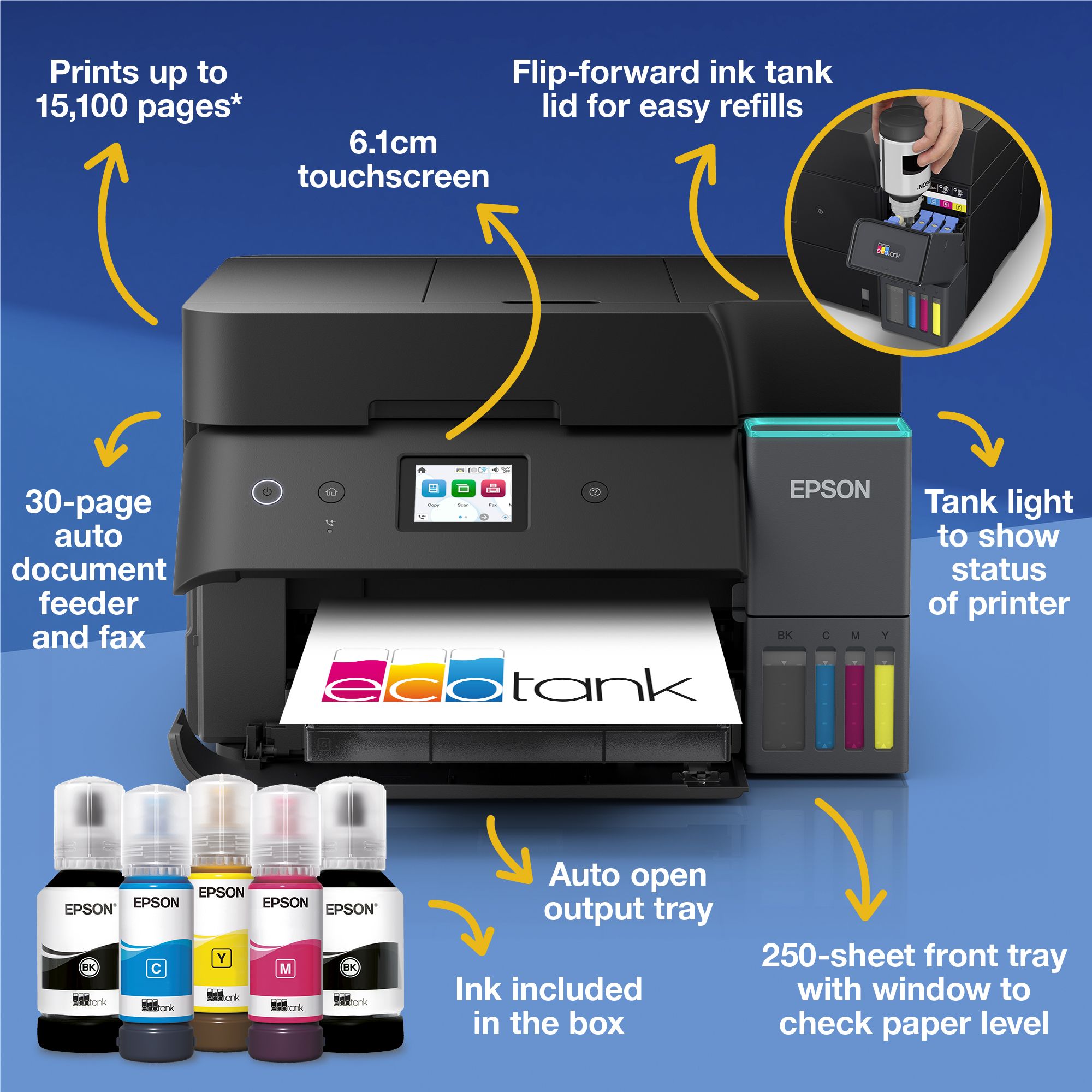 EPSON Tintasugaras nyomtató - EcoTank L6390 (A4, MFP, színes,4800x1200 DPI,35 lap/perc, Full duplex, ADF, USB/LAN/Wifi)