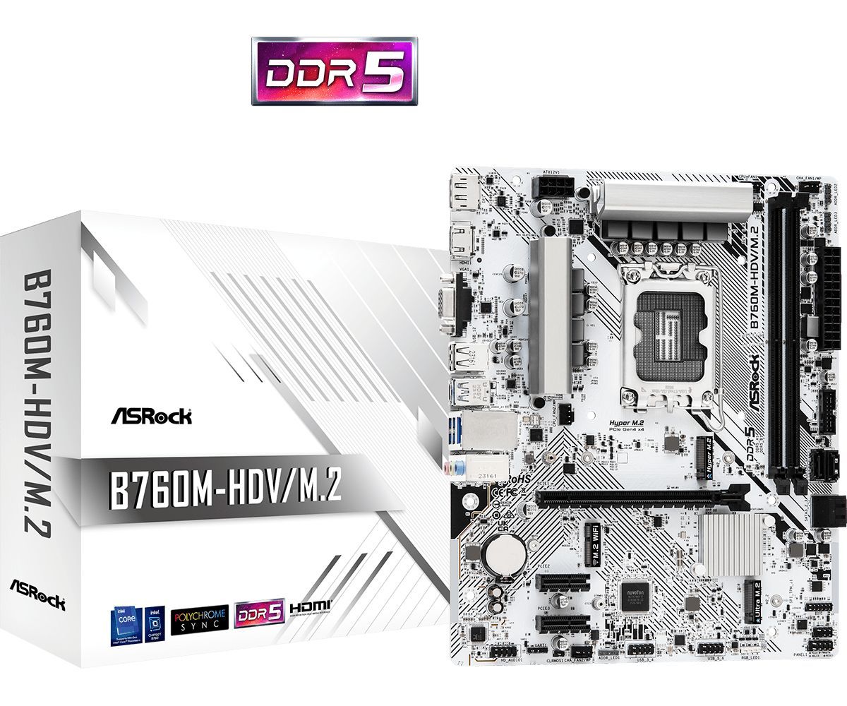 ASROCK Alaplap S1700 B760M-HDV/M.2 INTEL B760, mATX