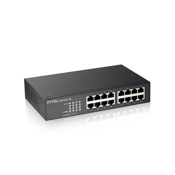 ZYXEL Switch 16x1000Mbps Fémházas Rackes, GS1100-16-EU0103F