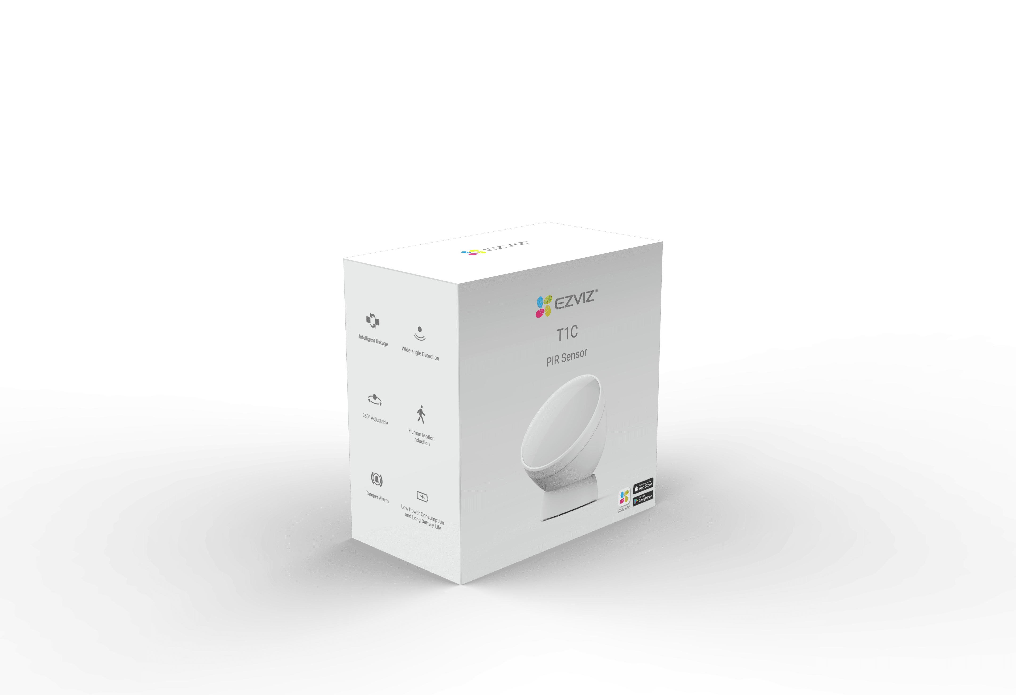EZVIZ T1C mozgásérzékelő, PIR szenzor, Zigbee kapcsolat, alacsony energiafogyasztás, valós idejű riasztás