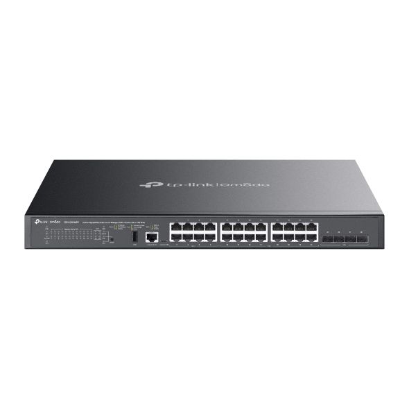 TP-LINK Switch 8x1000Mbps(8xPOE++) + 16x1000Mbps(16xPOE+) + 4x10Gbps SFP+ + 1xkonzol port, Menedzselhető, SG5428XMPP