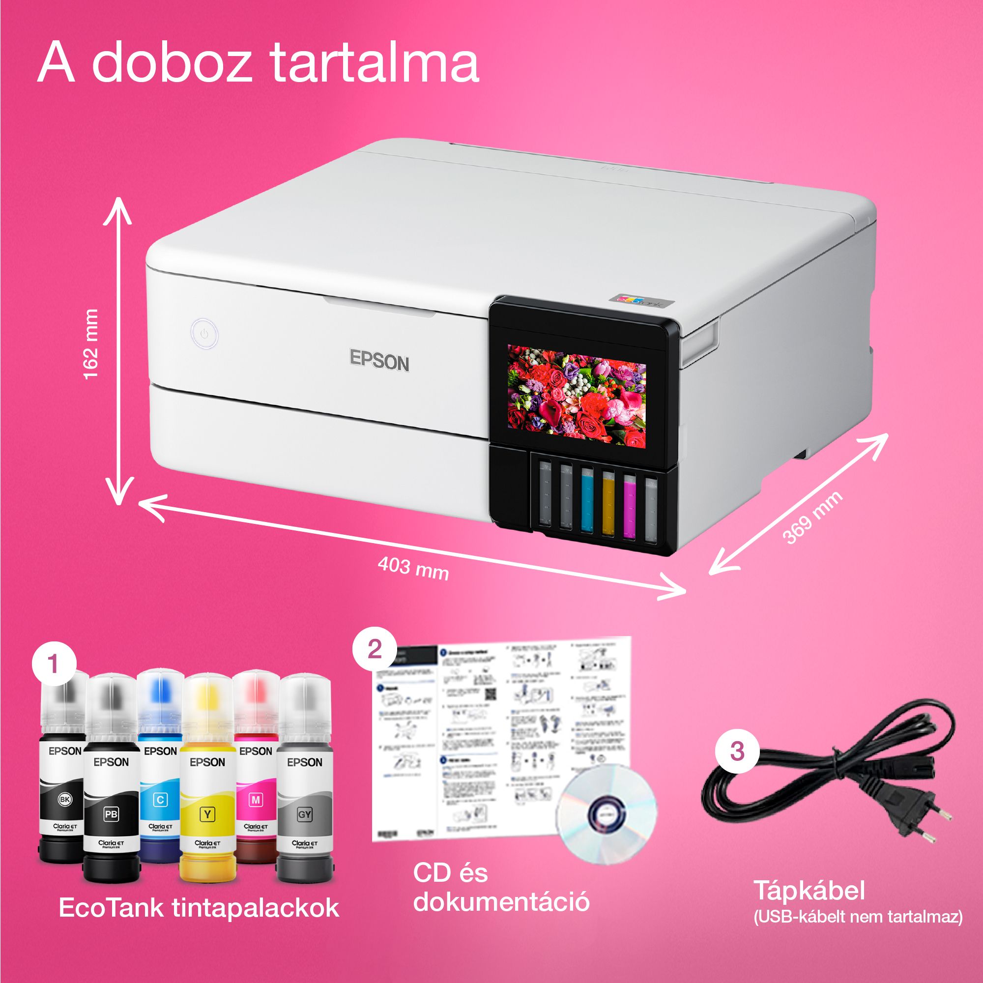 EPSON Tintasugaras nyomtató - EcoTank L8160 (A4, MFP, színes,5760x1440 DPI, 16 lap/perc,duplex,USB/LAN/Wifi/Wifi Direct)