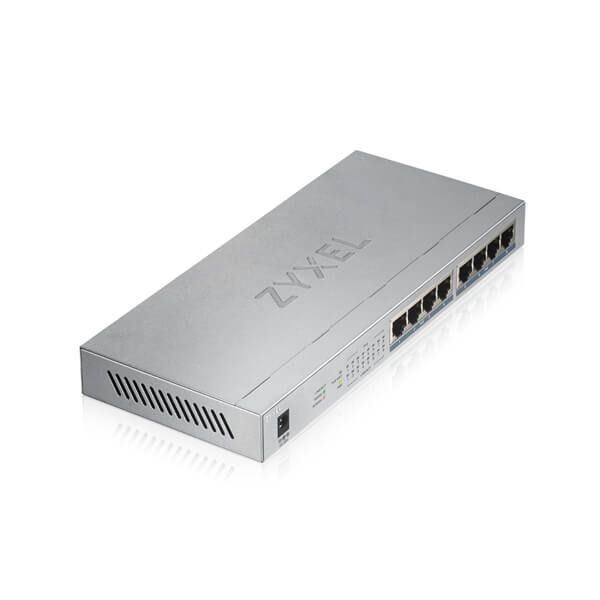 ZYXEL Switch 8x1000Mbps (8xPOE+) Fémházas Asztali, GS1008HP-EU0101F