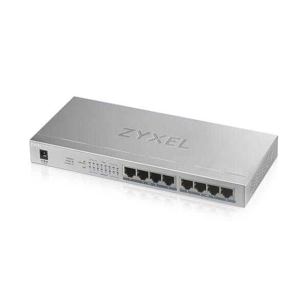 ZYXEL Switch 8x1000Mbps (8xPOE+) Fémházas Asztali, GS1008HP-EU0101F