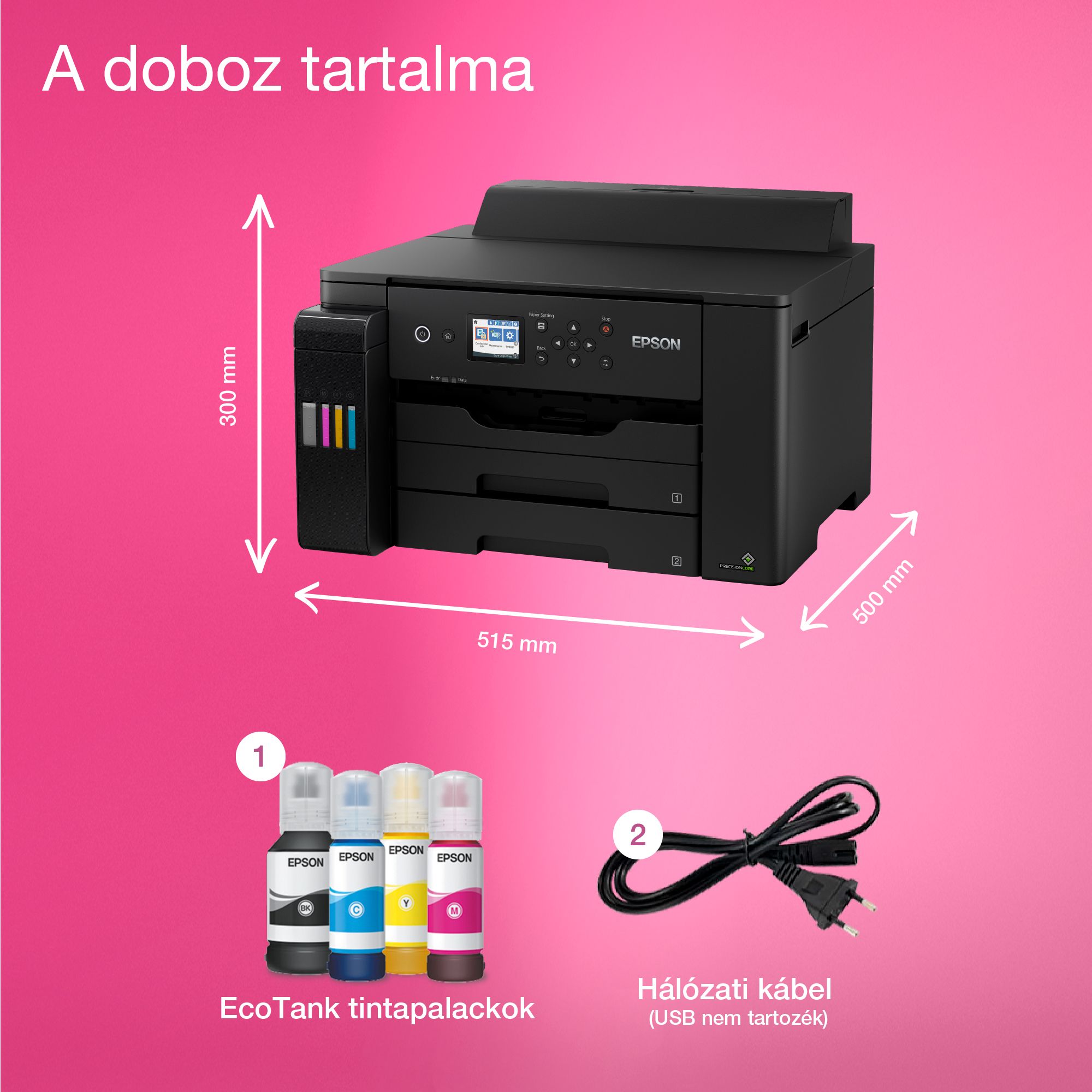 EPSON Tintasugaras nyomtató - EcoTank L11160 (A3+, színes, 4800x1200 DPI, 32 lap/perc, USB/LAN/Wifi)