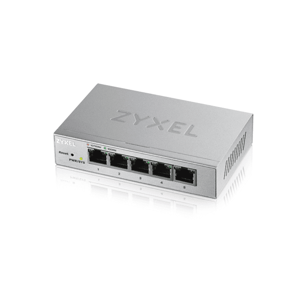ZYXEL Switch 5x1000Mbps (4xPOE+), Fémházas Asztali, GS1200-5HPV3-EU0101F
