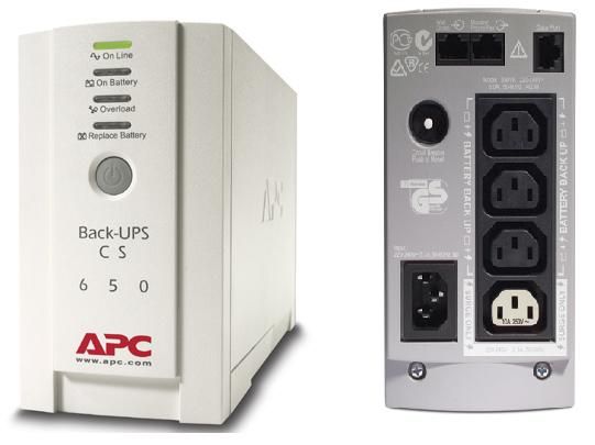 APC Back-UPS BK650EI (CS) (3+1 IEC13) 650VA (400 W) 230V Power-Saving OFFLINE szünetmentes tápegység, torony - USB inter