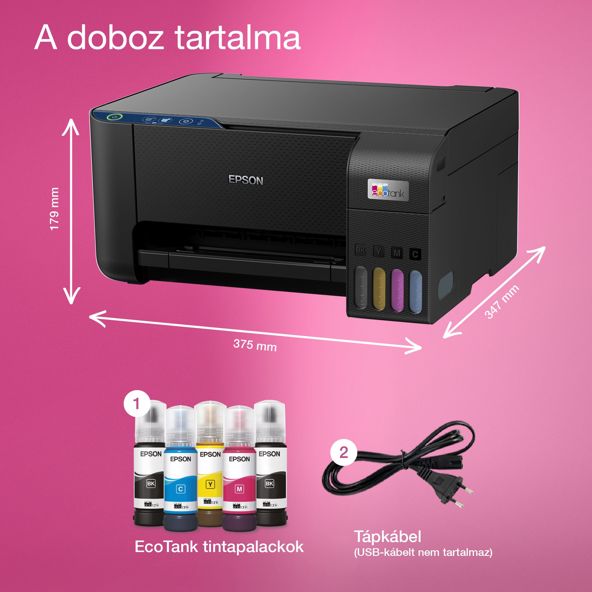 EPSON Tintasugaras nyomtató - EcoTank L3231 (A4, MFP, színes, 5760x1440 DPI, 33 lap/perc, USB)