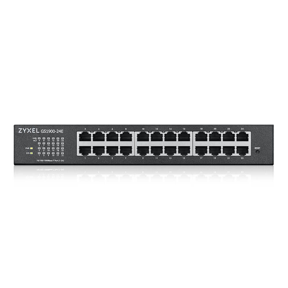 ZYXEL Switch 24x1000Mbps, Fémházas Menedzselhető (24 GbE port), GS1900-24E-EU0103F