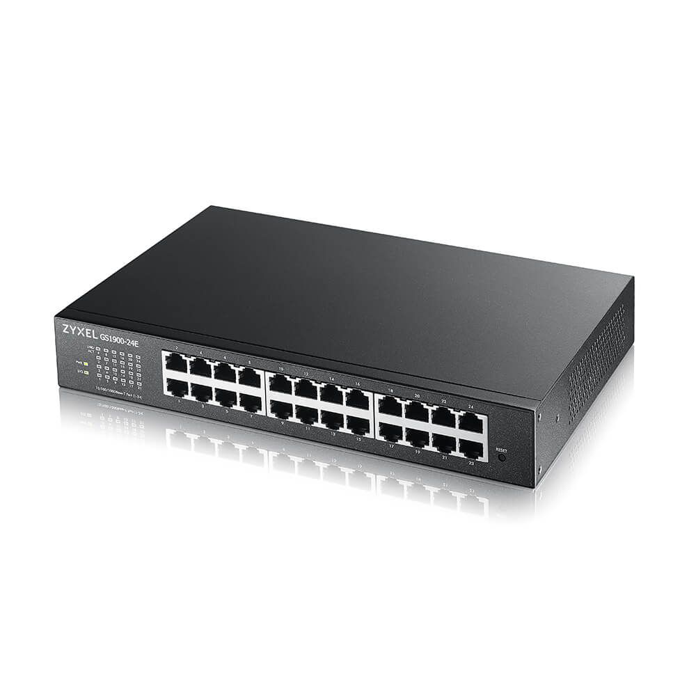 ZYXEL Switch 24x1000Mbps, Fémházas Menedzselhető (24 GbE port), GS1900-24E-EU0103F