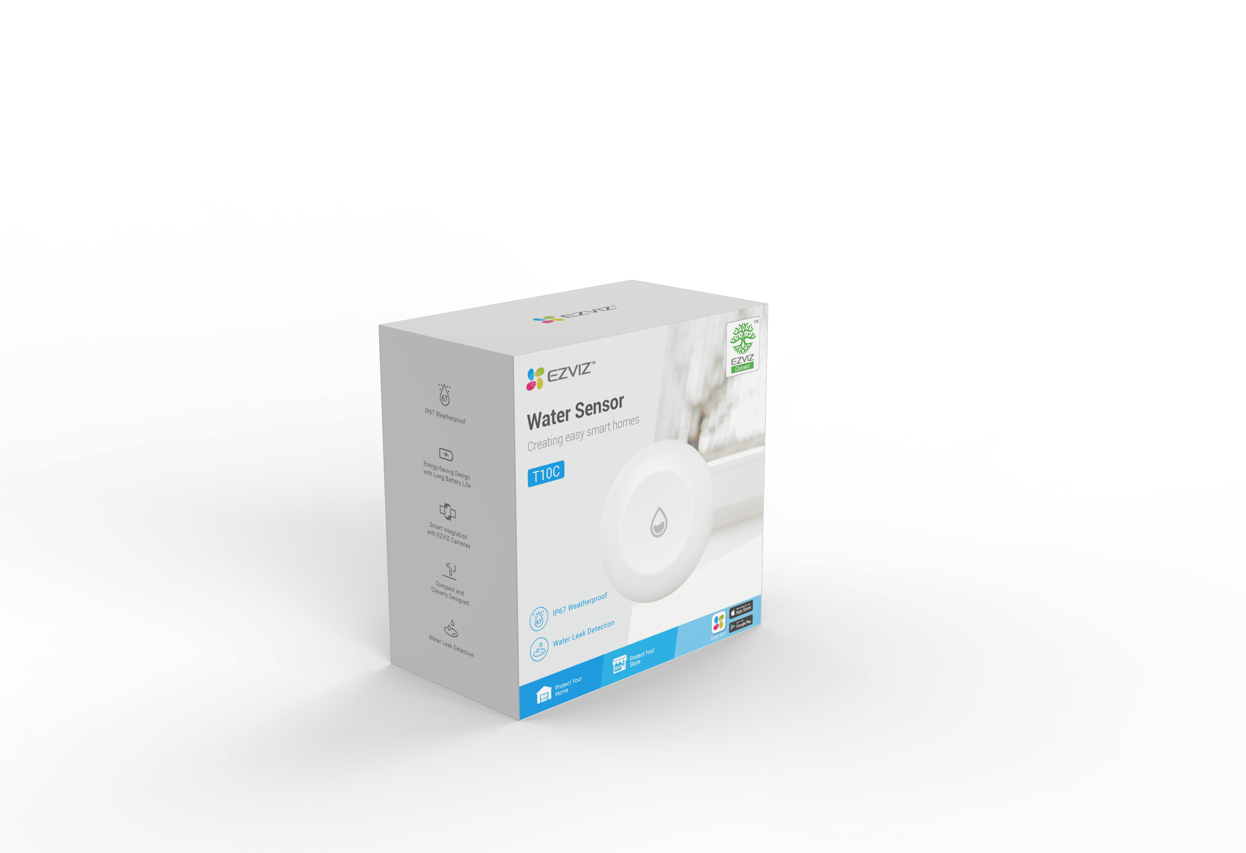 EZVIZ T10C vízszivárgás érzékelő, Zigbee, valós idejű riasztás, kompakt kialakítás, alacsony fogyasztás