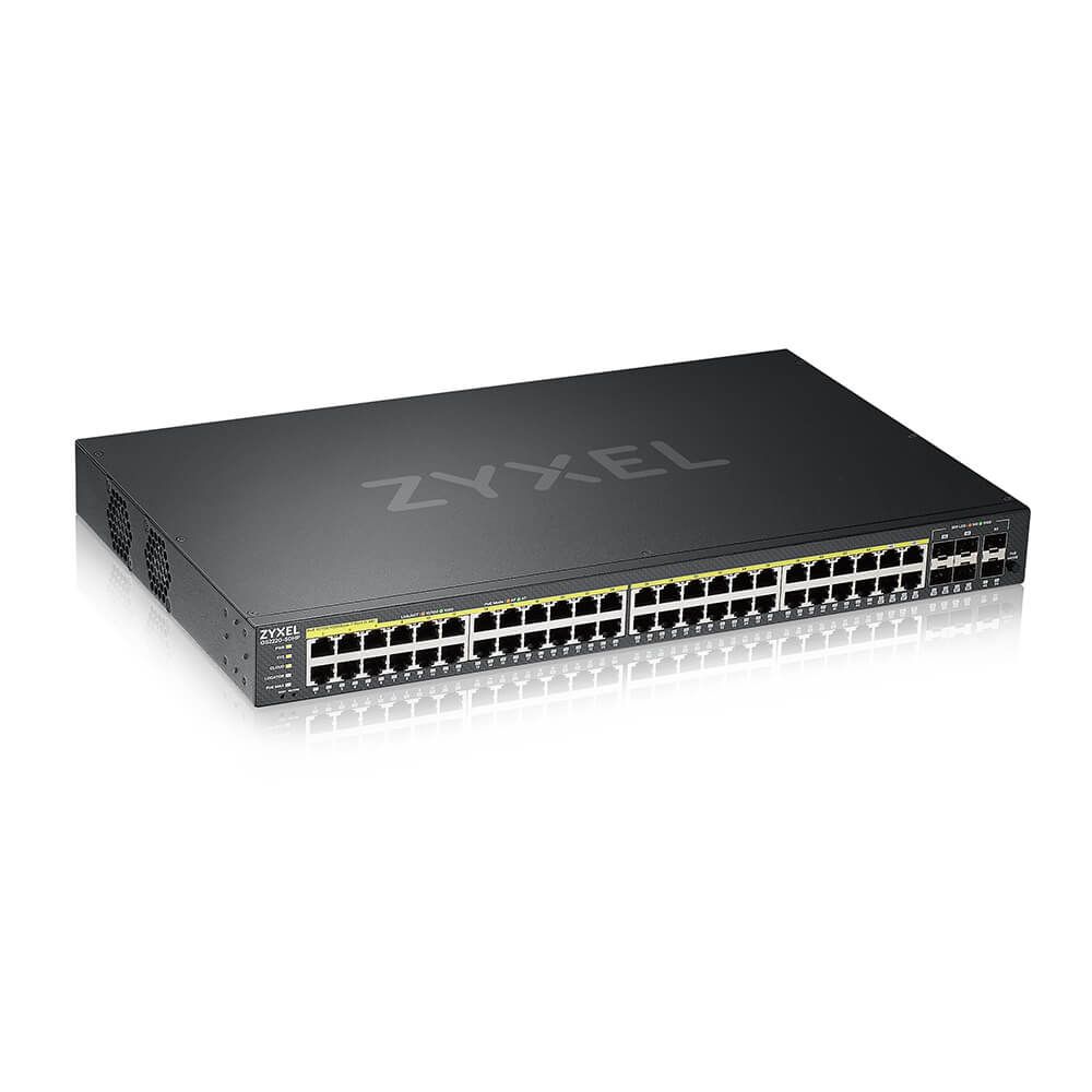 ZYXEL Switch 44x1000Mbps (44xPOE) + 4xGigabit kombó SFP + 2xGigabit SFP, Menedzselhető Rackes, GS2220-50HP-EU0101F