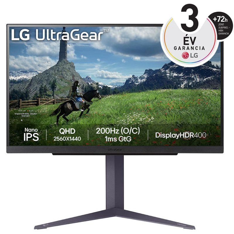 LG Gaming 200Hz Nano IPS monitor 27" 27GS85Q, 2560x1440, 16:9, 400cd/m2, 1ms, 2xHDMI/DisplayPort/3xUSB, Pivot