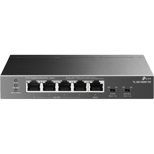 TP-LINK Switch 5x1000Mbps(1xPOE++/4xPOE+) Fémházas, TL-SG1005P-PD