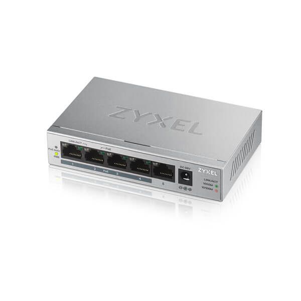 ZYXEL Switch 5x1000Mbps (4xPOE+) Fémházas Asztali, GS1005HP-EU0101F