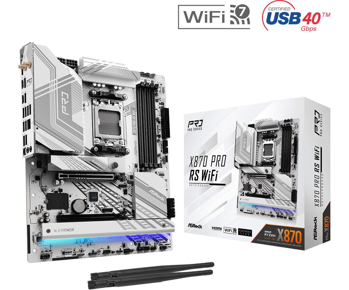 ASROCK Alaplap AM5 X870 PRO RS WIFI AMD X870, ATX