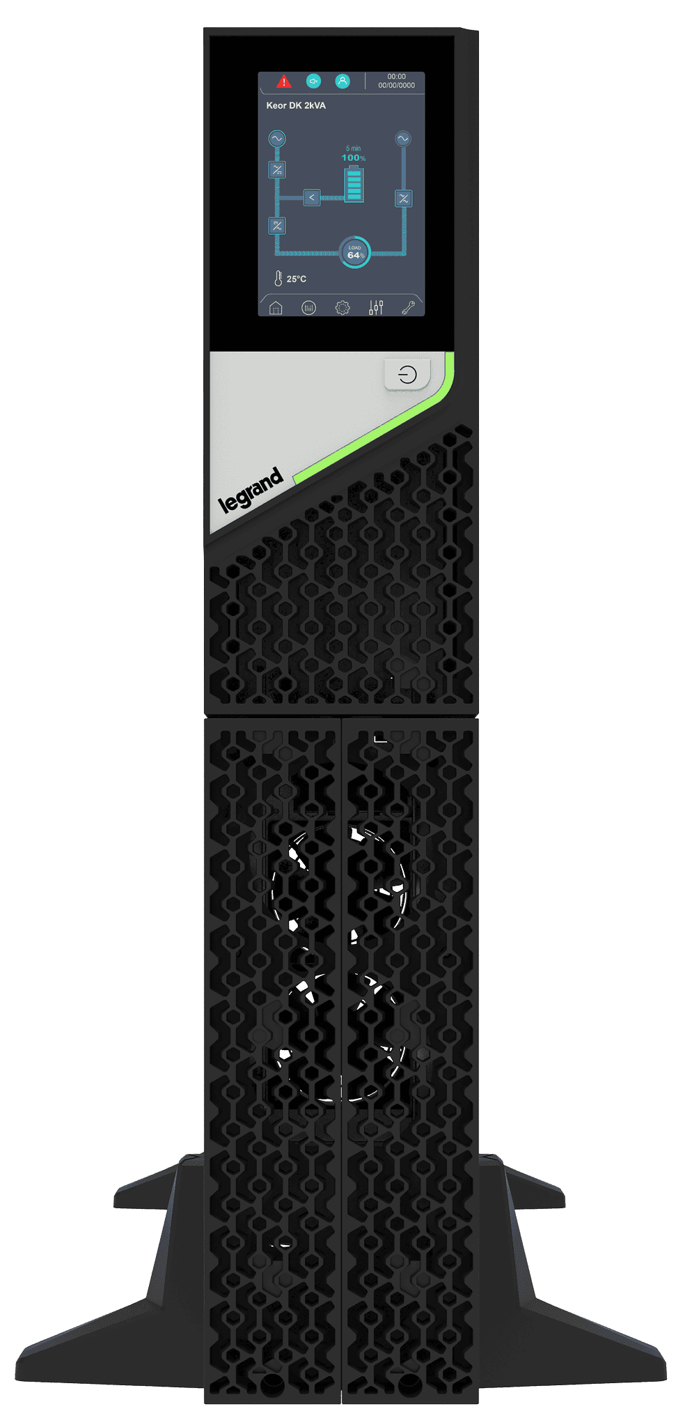 LEGRAND KEOR DK UPS, 2000VA, 2U-640mm BEM: C20 KIM: 6xC13+1xC19 online kettős konverziós szünetmentes rack/torony