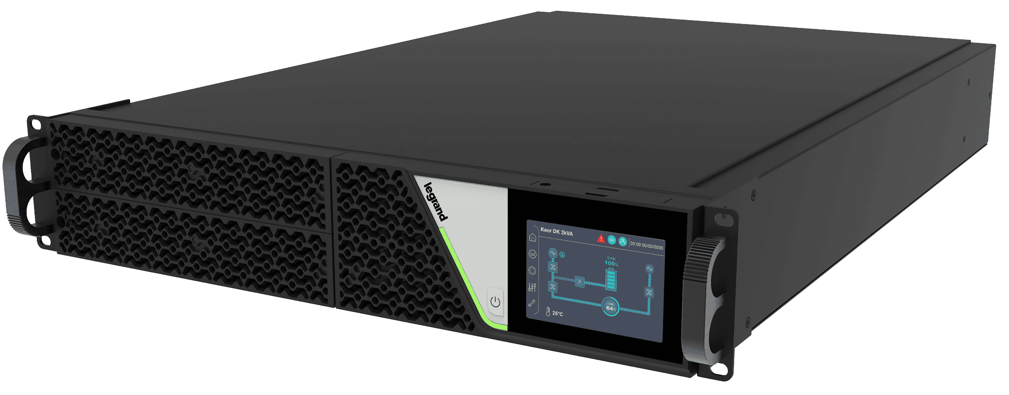 LEGRAND KEOR DK UPS, 2000VA, 2U-640mm BEM: C20 KIM: 6xC13+1xC19 online kettős konverziós szünetmentes rack/torony