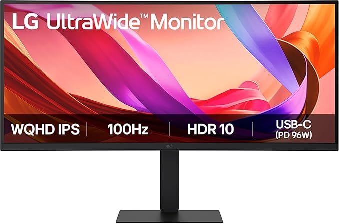 LG Ívelt monitor 34" 34U650A-B. 3440x1440, 21:9, 300cd/m2, 5ms, HDMIx2/DisplayPort/USBx3/USB-C/RJ45