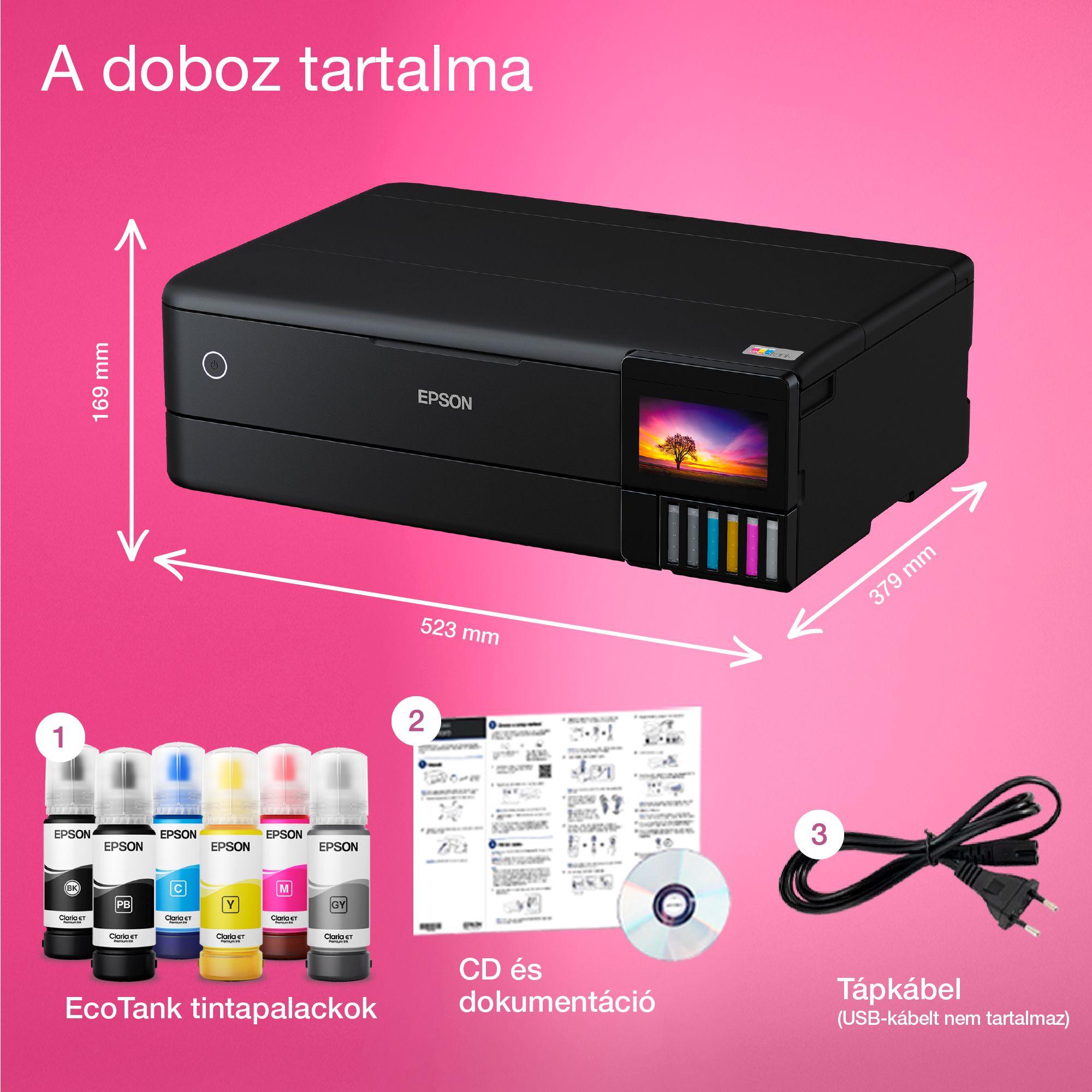 EPSON Tintasugaras nyomtató - EcoTank L8180 (A3, MFP, 5760x1440 DPI, 16 lap/perc,duplex, USB/LAN/Wifi/Wifi Direct)