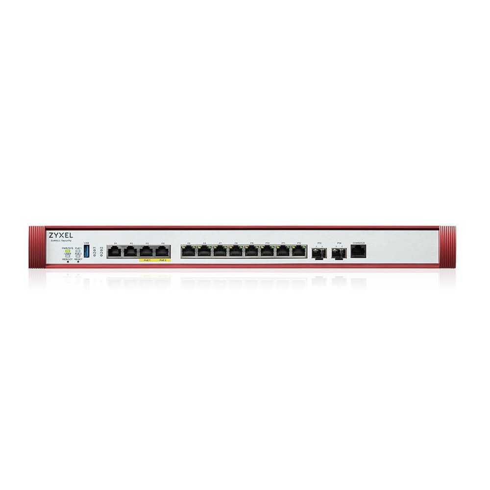 ZYXEL Tűzfal 2x10-GbE port(2xPOE+) + 2x2.5-GbE + 8x1-GbE + 2x10-GbE SFP+ 1xUSB 3.0 +1konzol port + 1 év Security Bundle