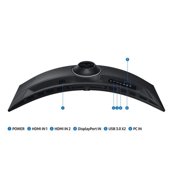 SAMSUNG Ívelt Gaming 240Hz VA monitor 49" G9 G95C, 5120x1440 DQHD 2K, 32:9, 450cd/m2, 1ms, HDMI,DP/USB