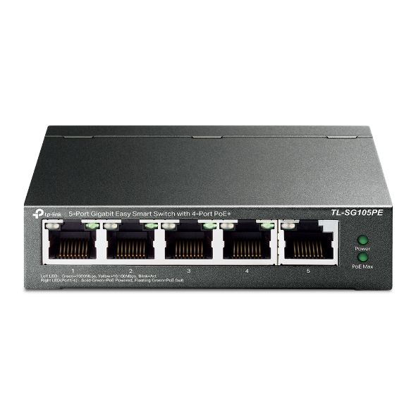 TP-LINK Switch 5x1000Mbps (4xPOE+), TL-SG105PE