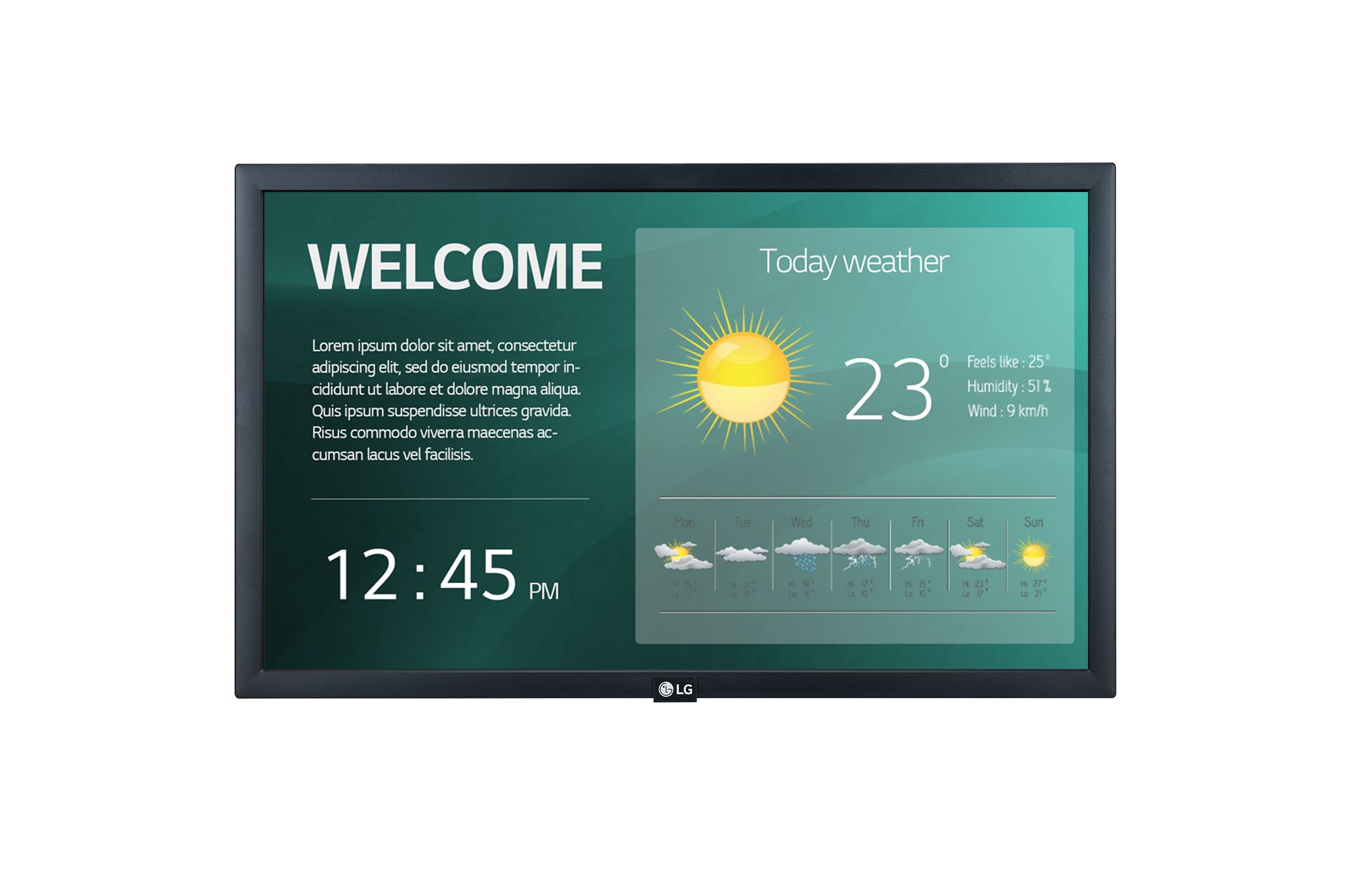LG 16/7 Signage kijelző 21,5" 22SM3G, 1920x1080, 250cd/m2, HDMIx2/USB/RS232C/RJ45