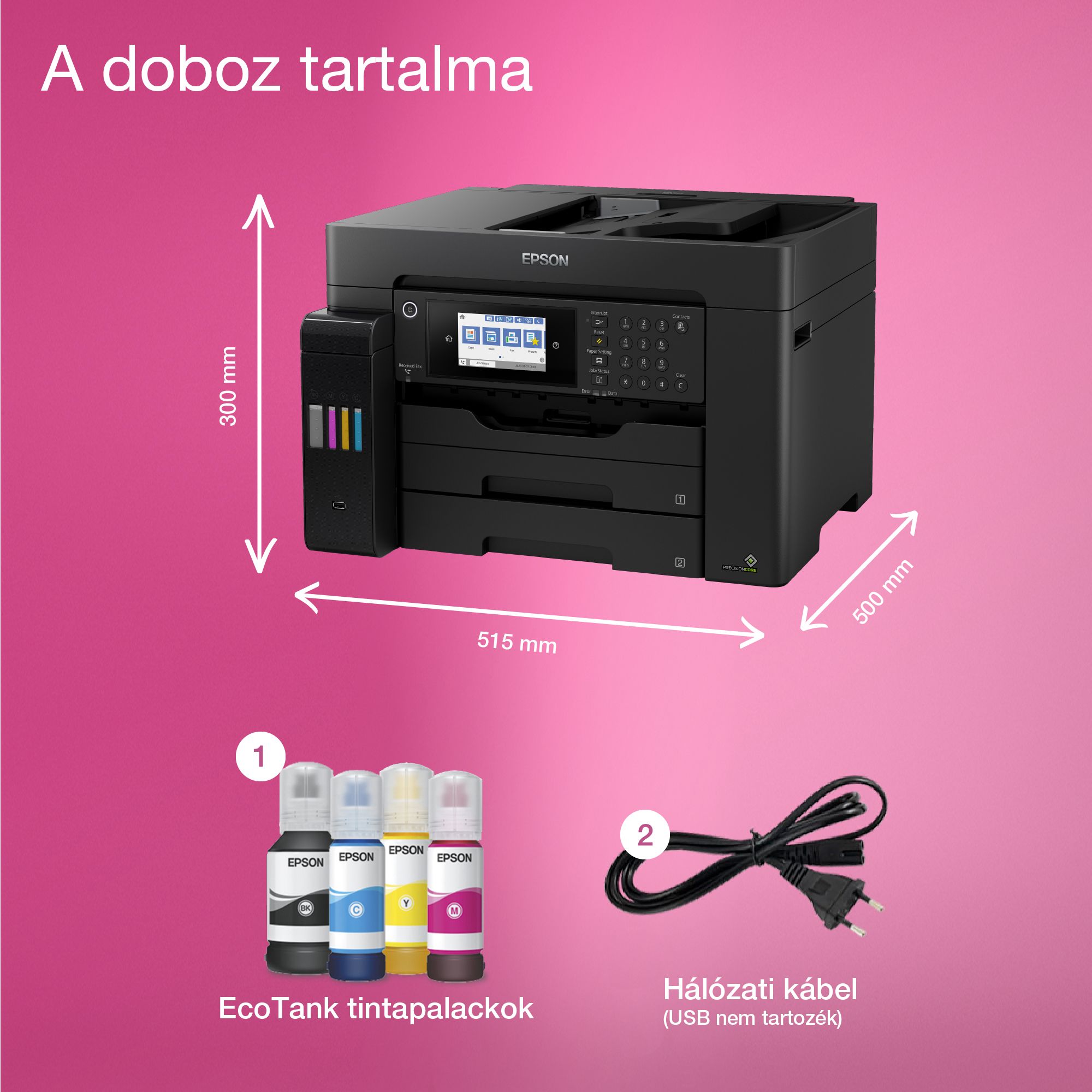 EPSON Tintasugaras nyomtató - EcoTank L15160 (A3+, MFP, színes, 4800x2400 DPI, 32 lap/perc, USB/LAN/Wifi)