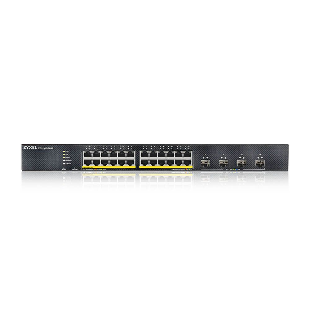 ZYXEL Switch 24x1000Mbps(24xPOE) + 4x10G SFP+, Fémházas Menedzselhető, Rackes, XGS1935-28HP-EU0101F