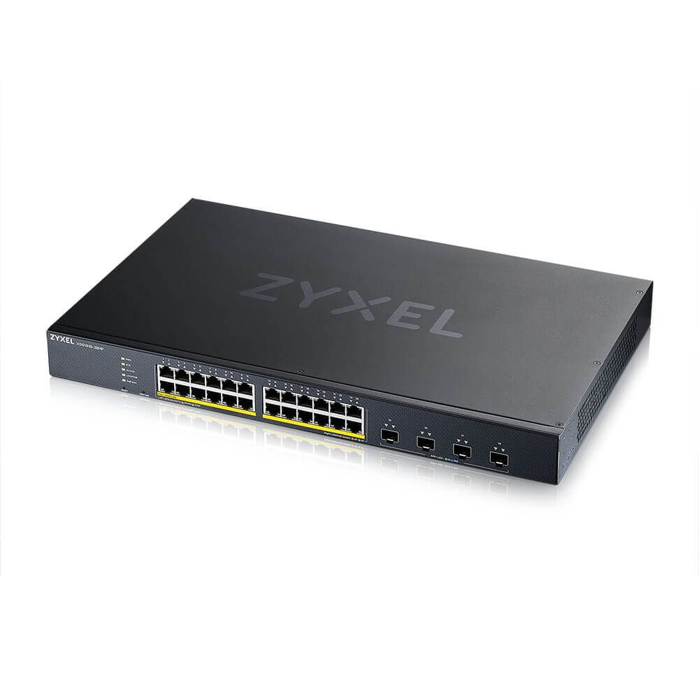 ZYXEL Switch 24x1000Mbps(24xPOE) + 4x10G SFP+, Fémházas Menedzselhető, Rackes, XGS1935-28HP-EU0101F