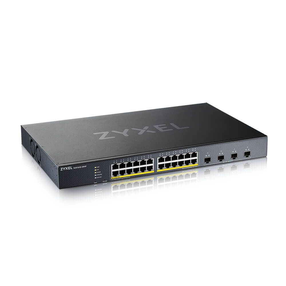 ZYXEL Switch 24x1000Mbps(24xPOE) + 4x10G SFP+, Fémházas Menedzselhető, Rackes, XGS1935-28HP-EU0101F