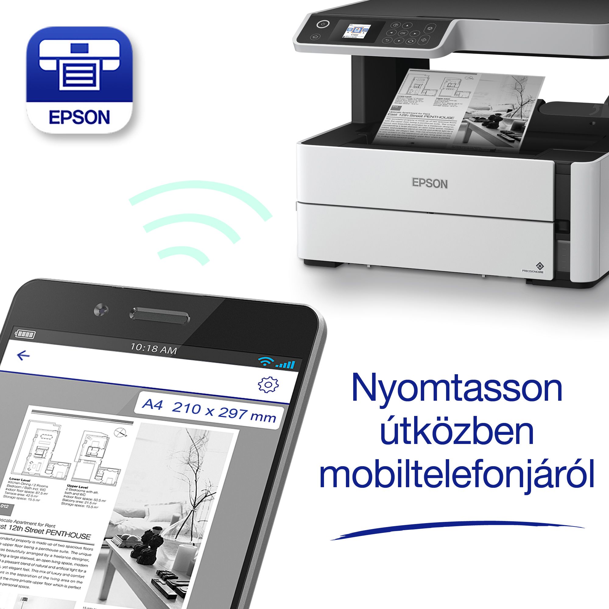 EPSON Tintasugaras nyomtató - EcoTank M2170 (A4, MFP, 1200x2400 DPI, 39 lap/perc, USB/LAN/Wifi)