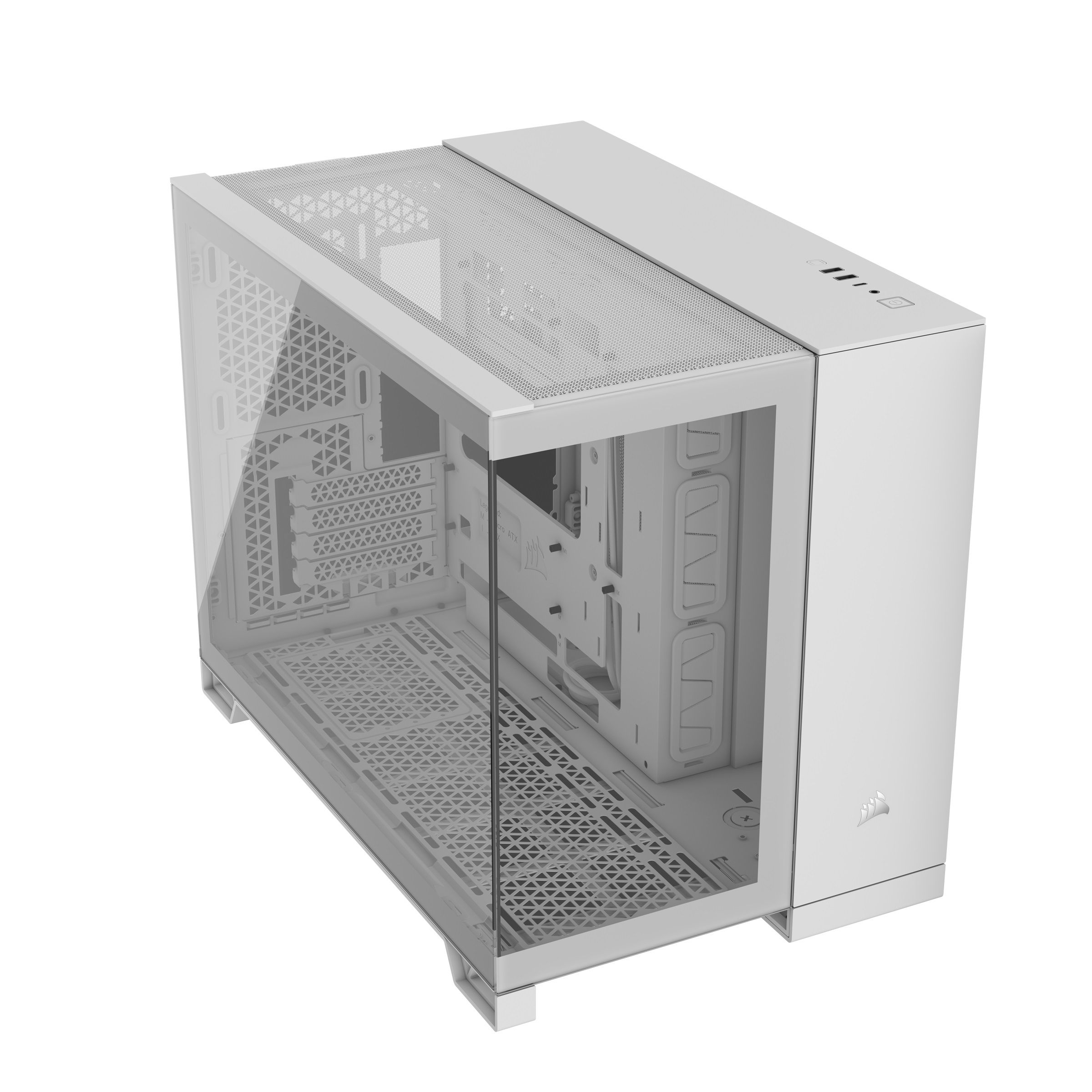 CORSAIR Ház Micro-ATX 2500X, Tápegység nélkül, Edzett Üveg, fehér