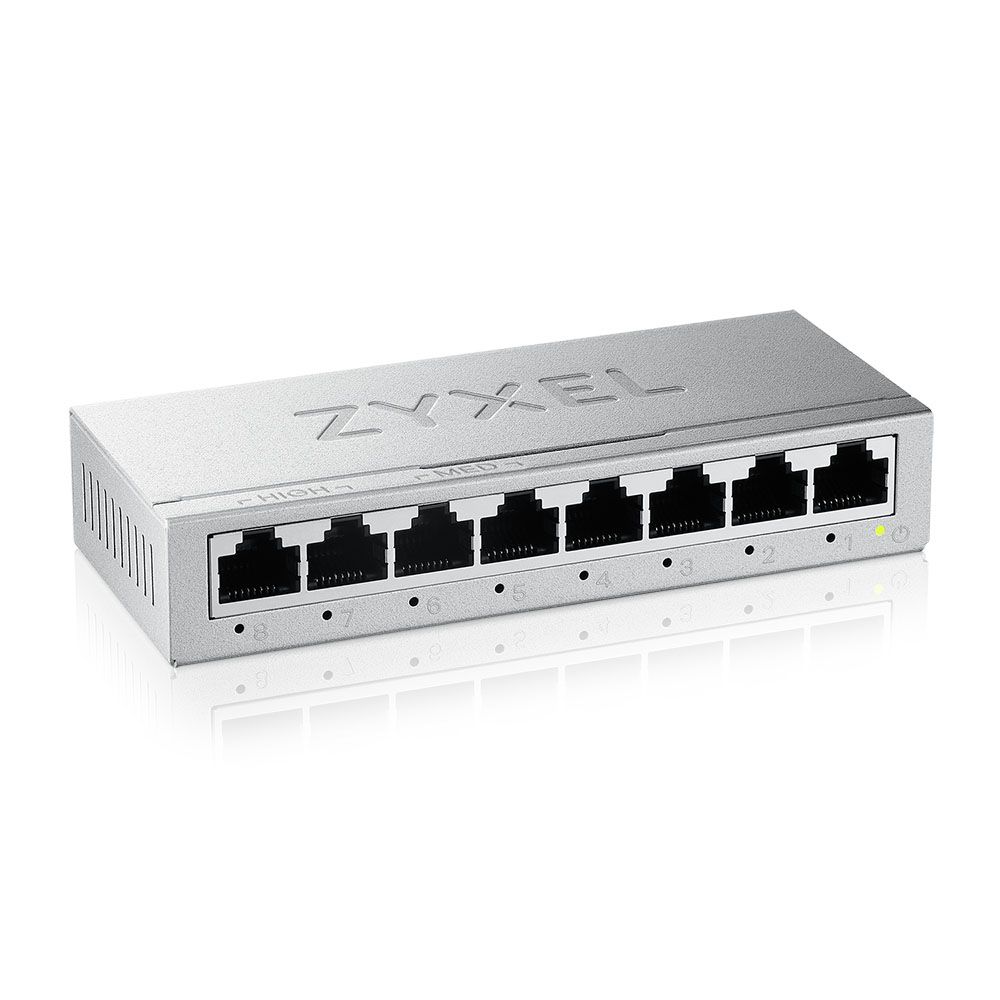 ZYXEL Switch 8x1000Mbps, Fémházas Asztali, GS-108BV5-EU0101F