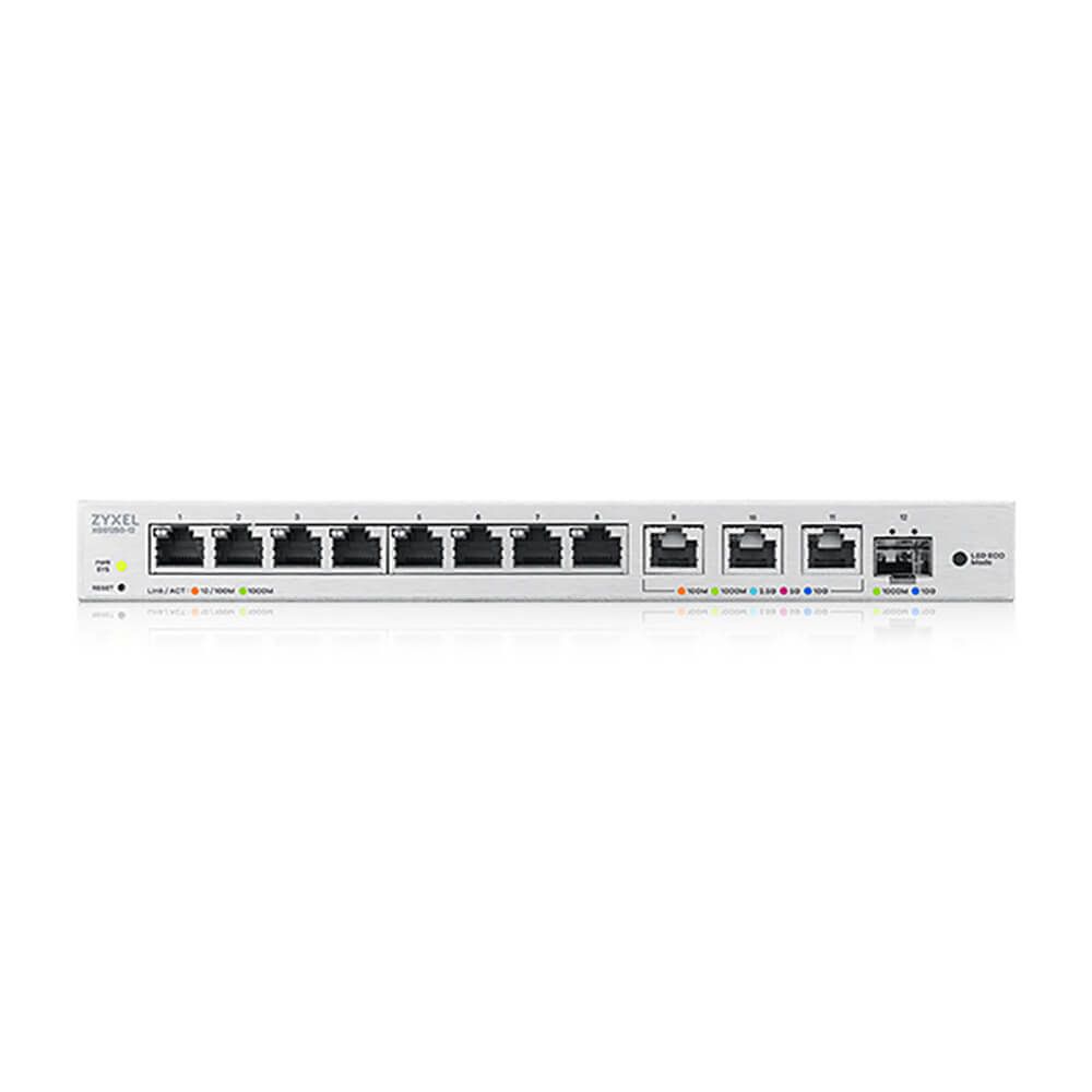 ZYXEL Switch 11x1000Mbps (3x10G) + 1xGigabit SFP+, Fémházas Webmenedzselhető, XGS1250-12-ZZ0102F