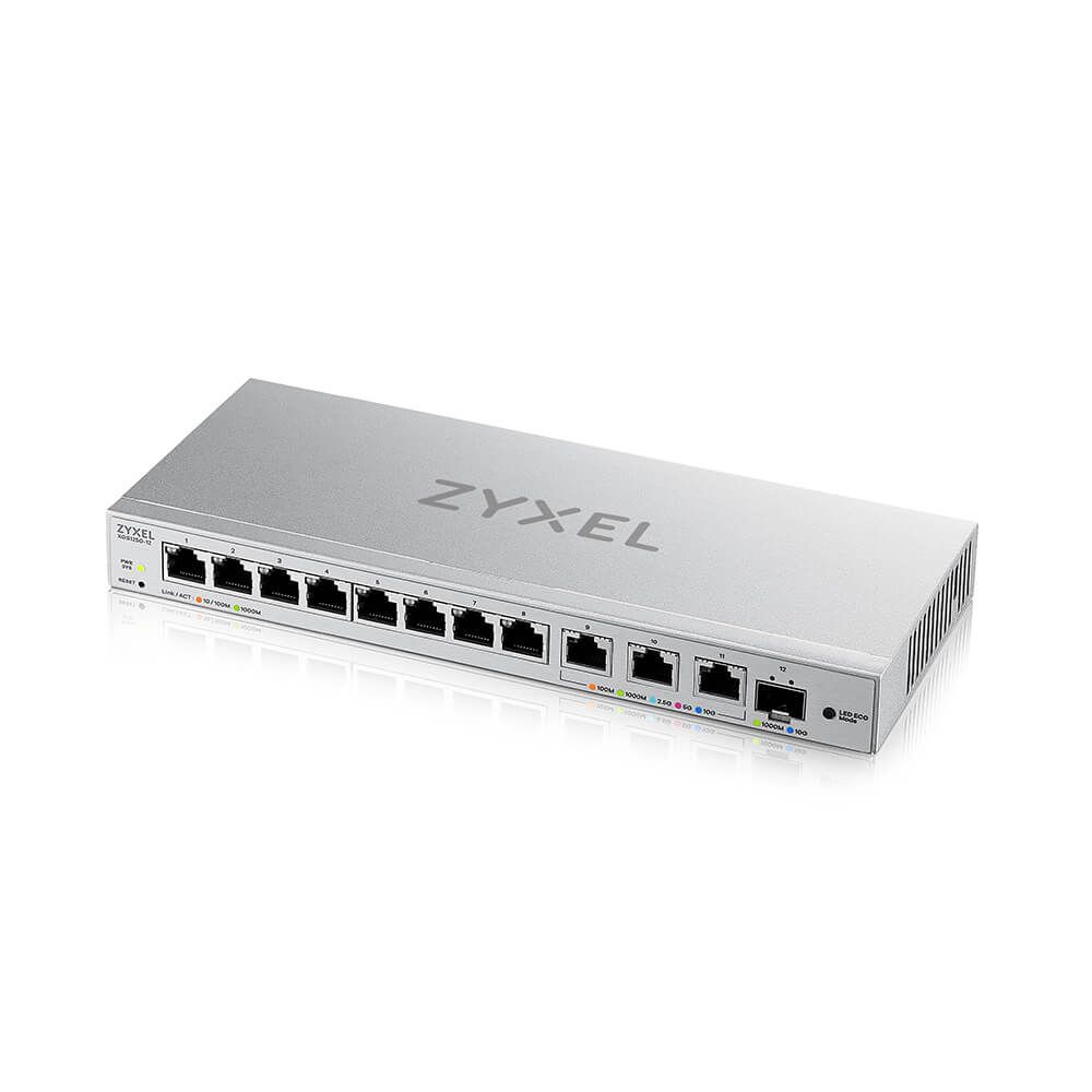 ZYXEL Switch 11x1000Mbps (3x10G) + 1xGigabit SFP+, Fémházas Webmenedzselhető, XGS1250-12-ZZ0102F